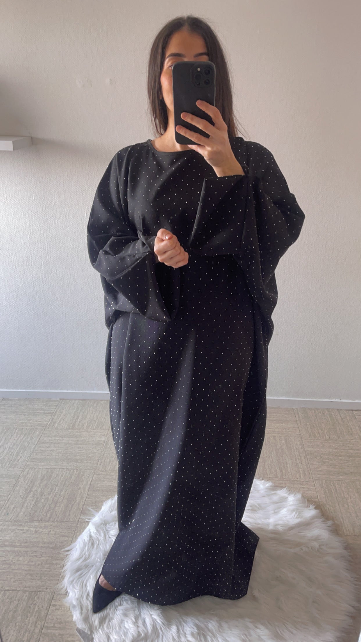 Abaya noire à strass