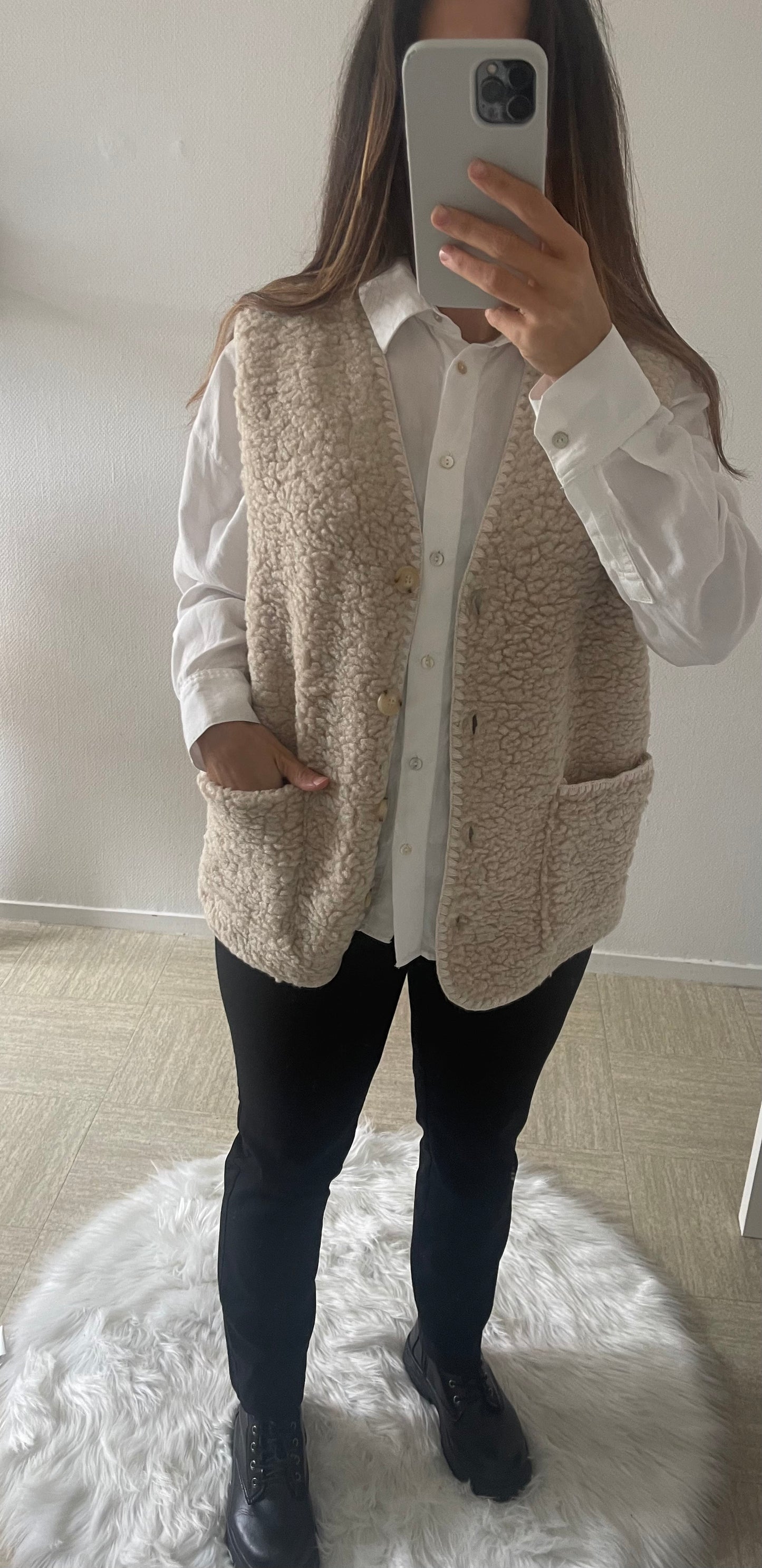 Gilet moumoute beige