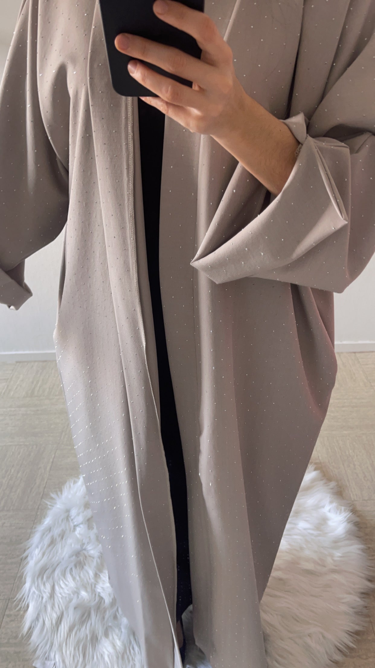 Kimono à strass taupe