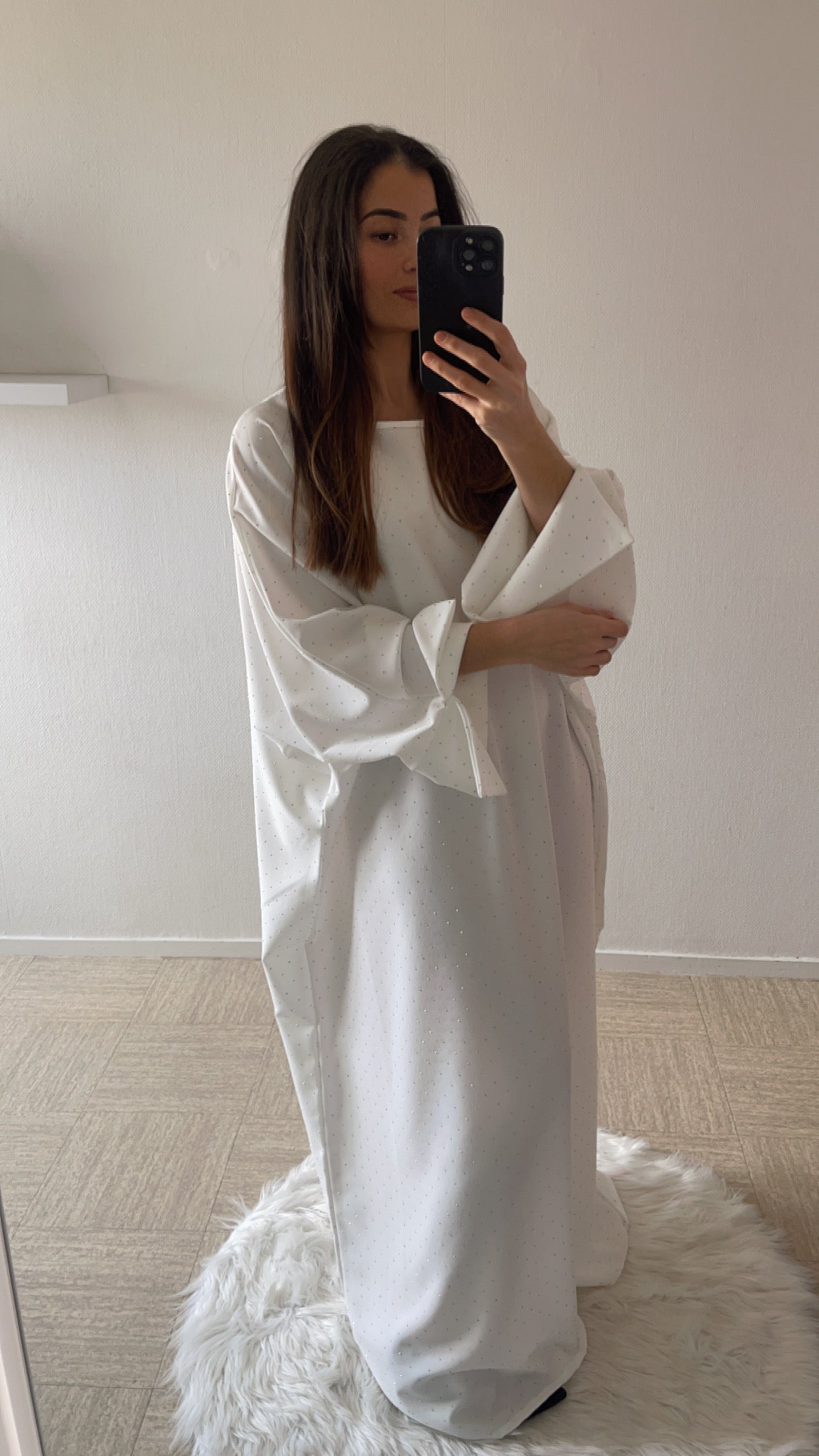 Abaya à strass blanc