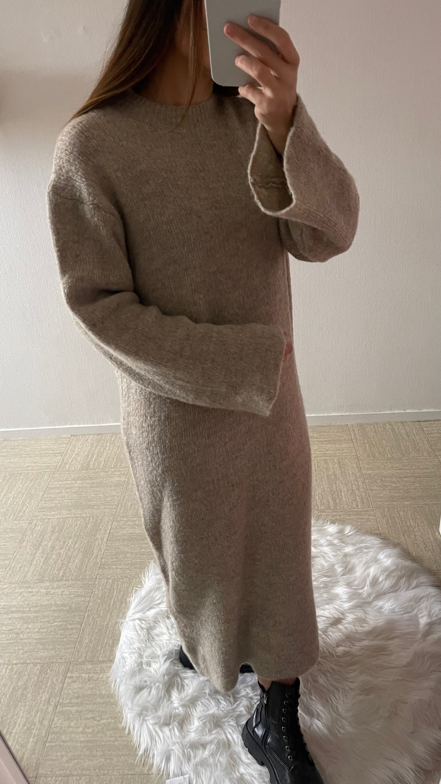 Robe pull taupe