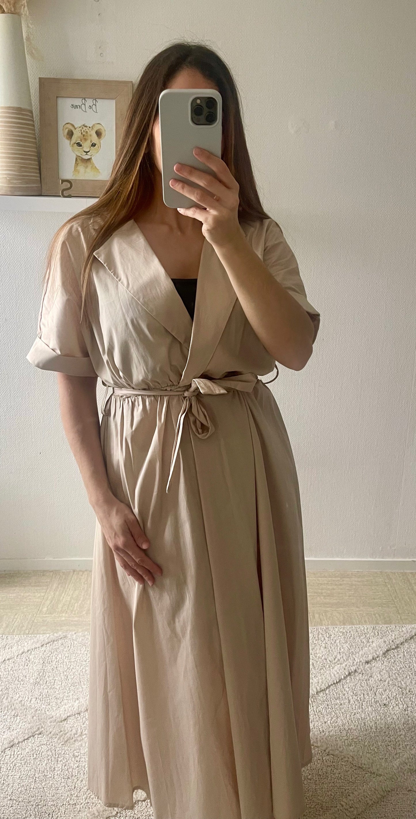 Robe chemise beige