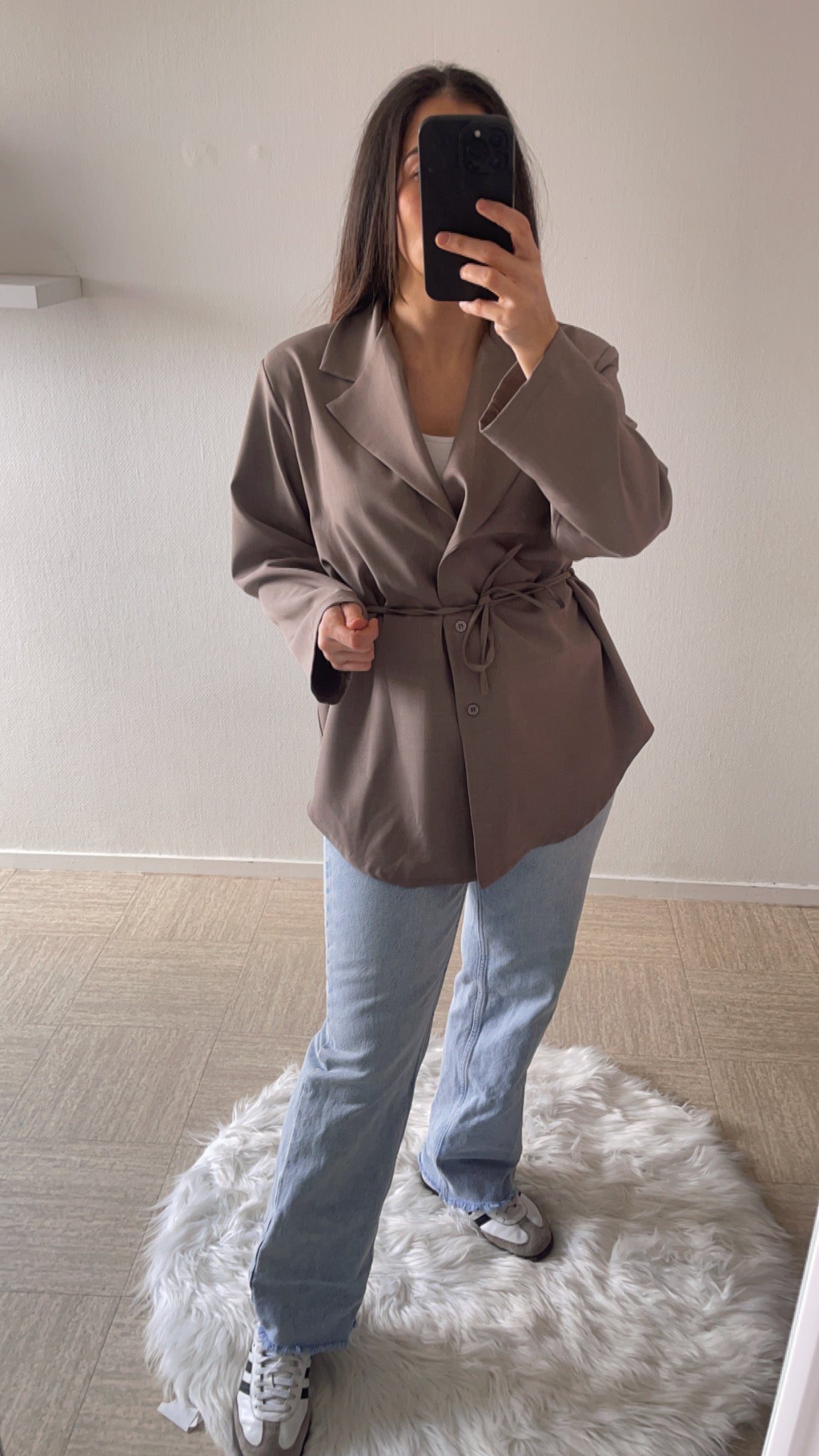 Veste à nouer taupe