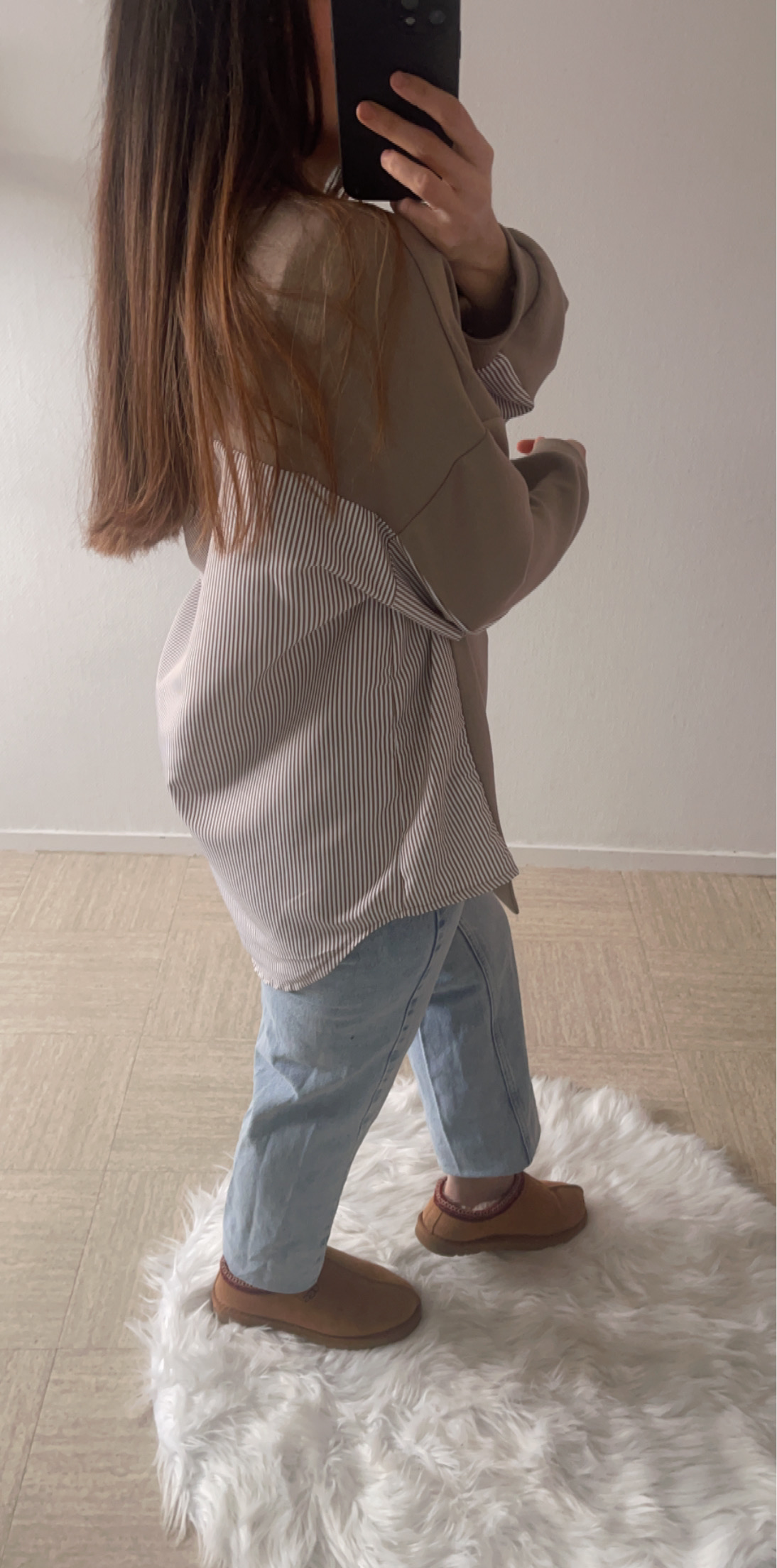 Pull léger taupe et taupe rayé