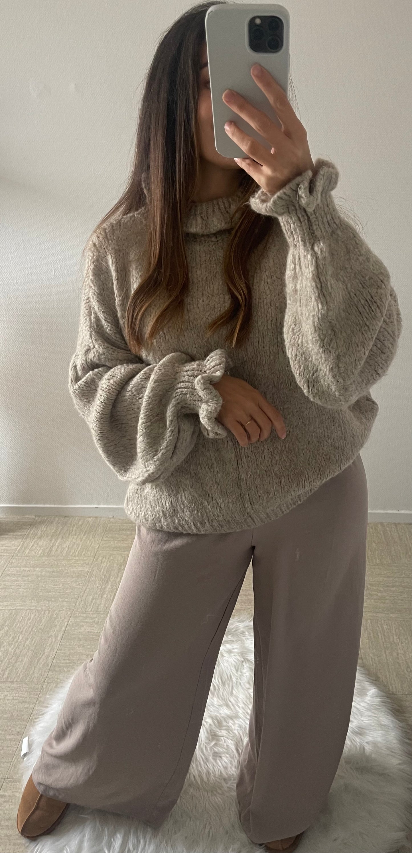 Pull manche froncé
