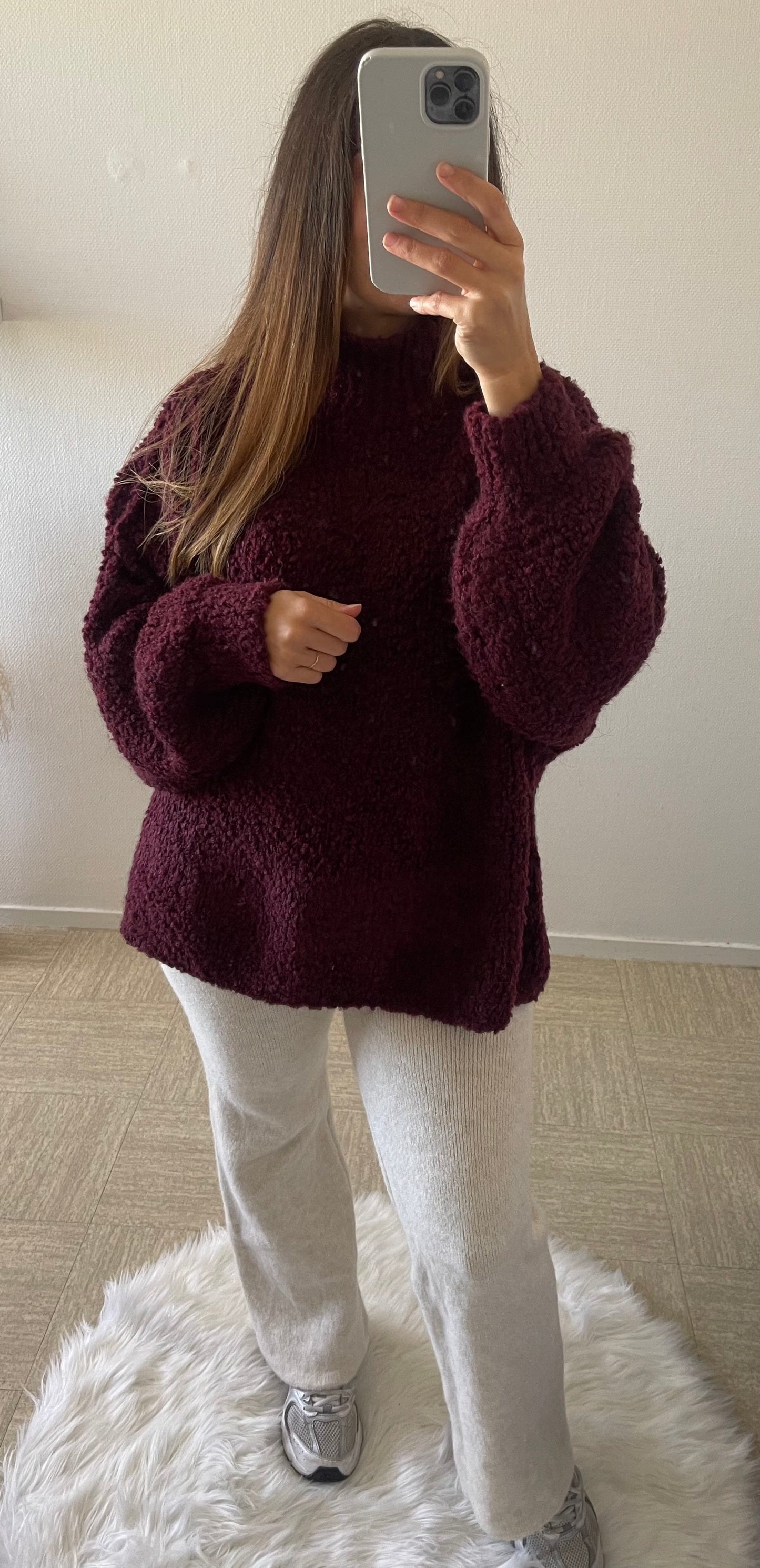 Pull bouclette bordeaux