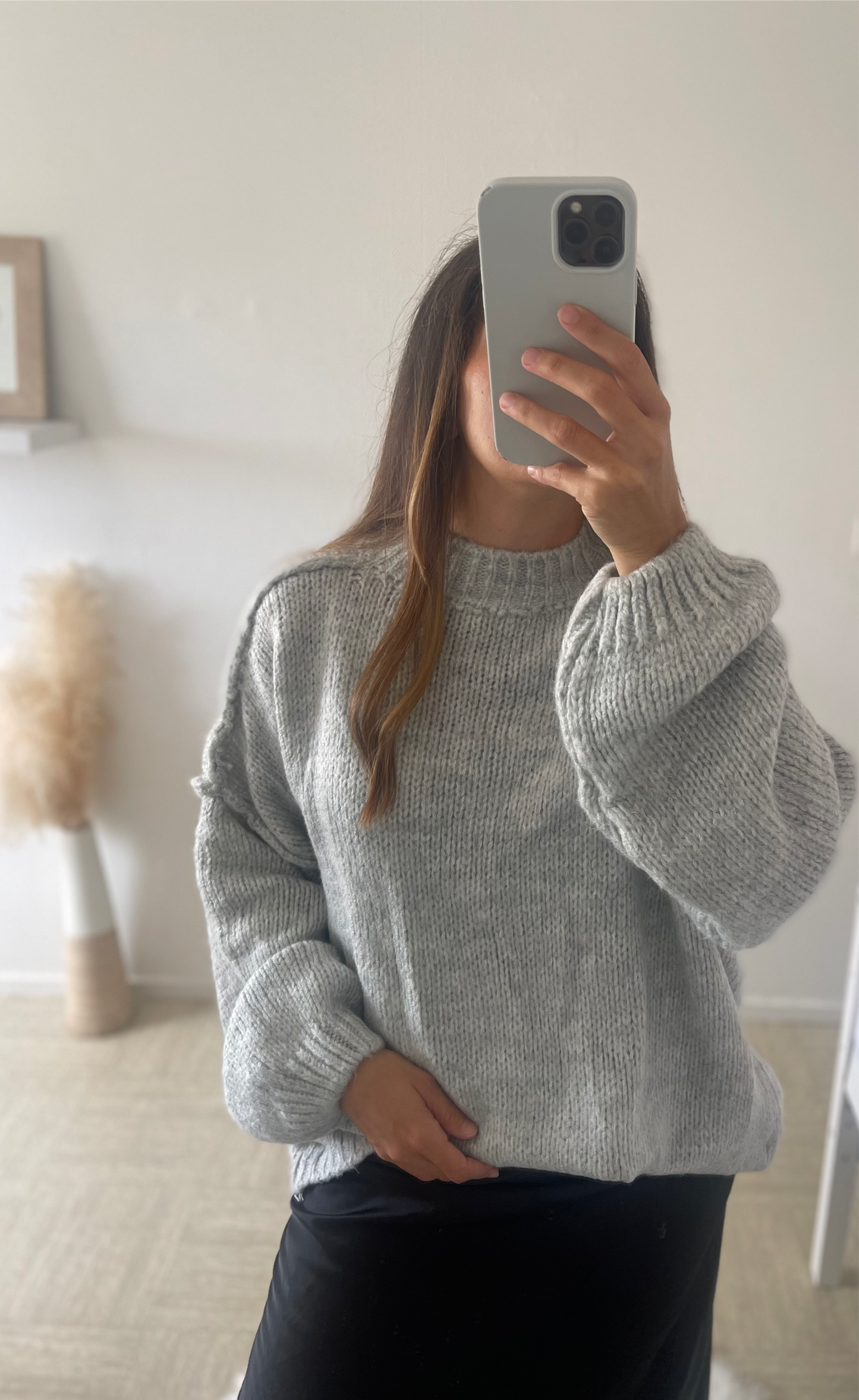 Pull oversize gris
