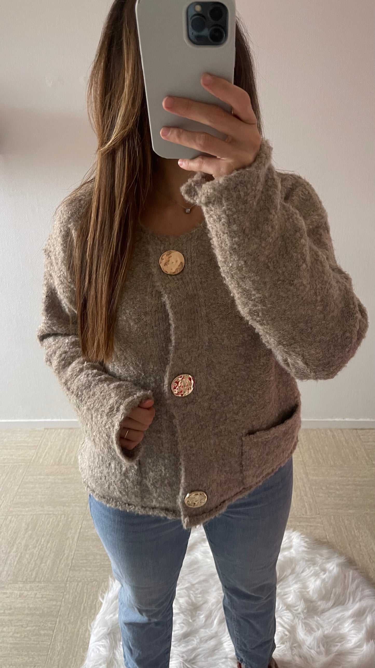 Gilet gros bouton doré