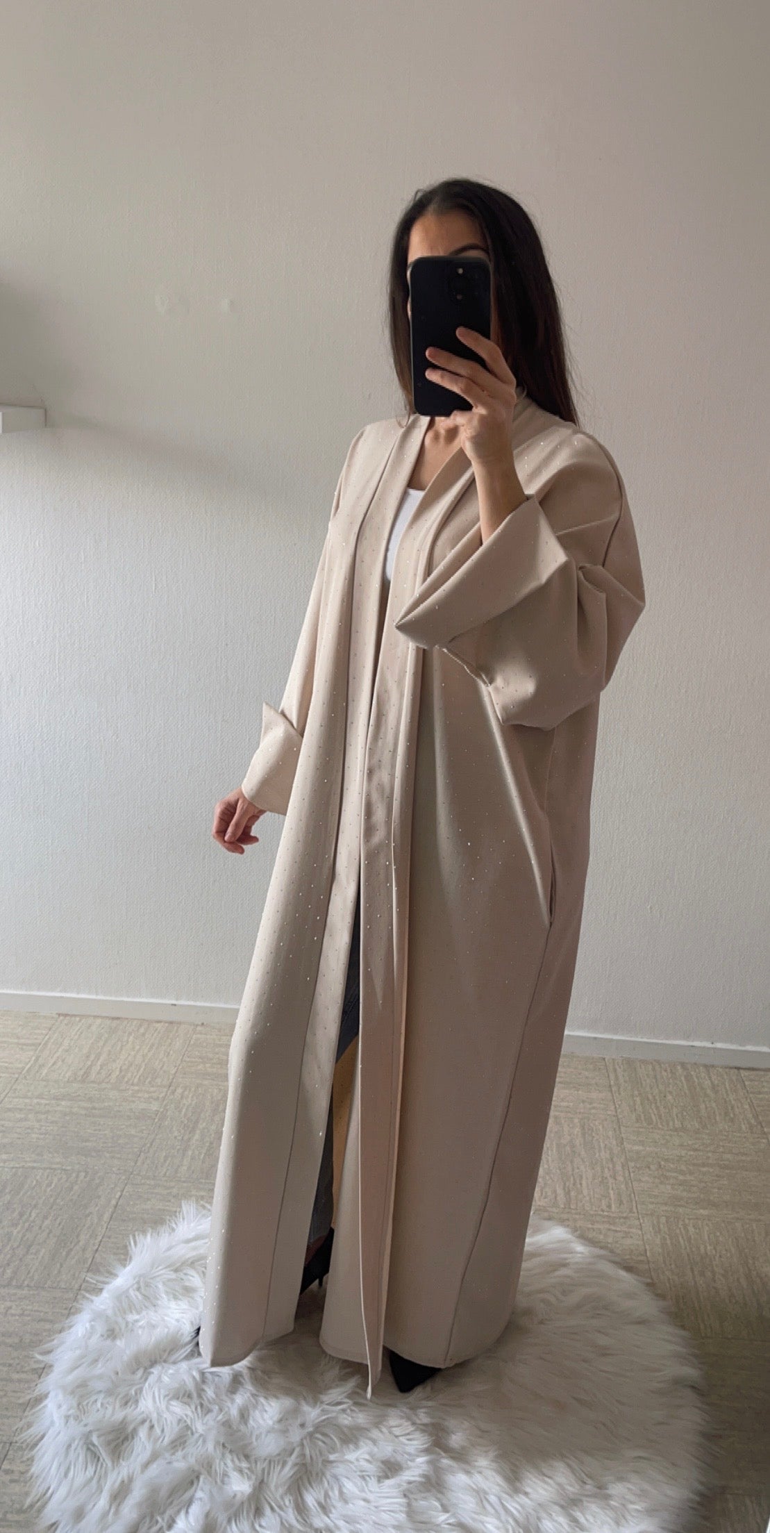 Kimono à strass beige