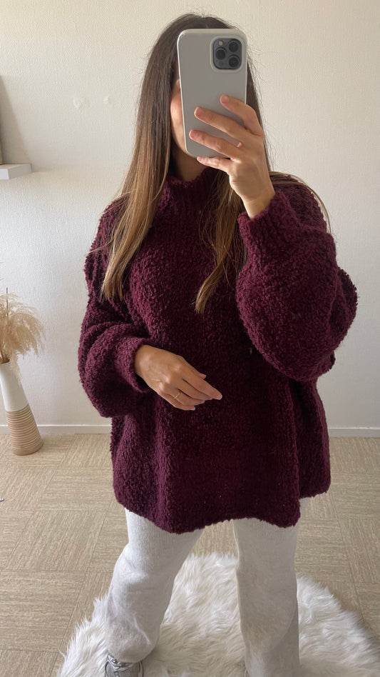 Pull bouclette bordeaux