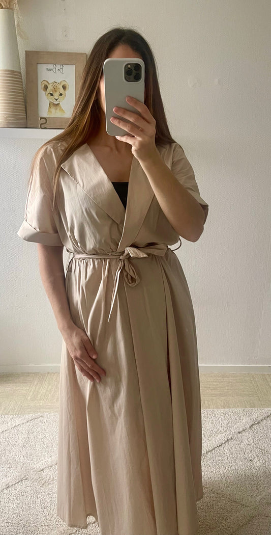 Robe chemise beige