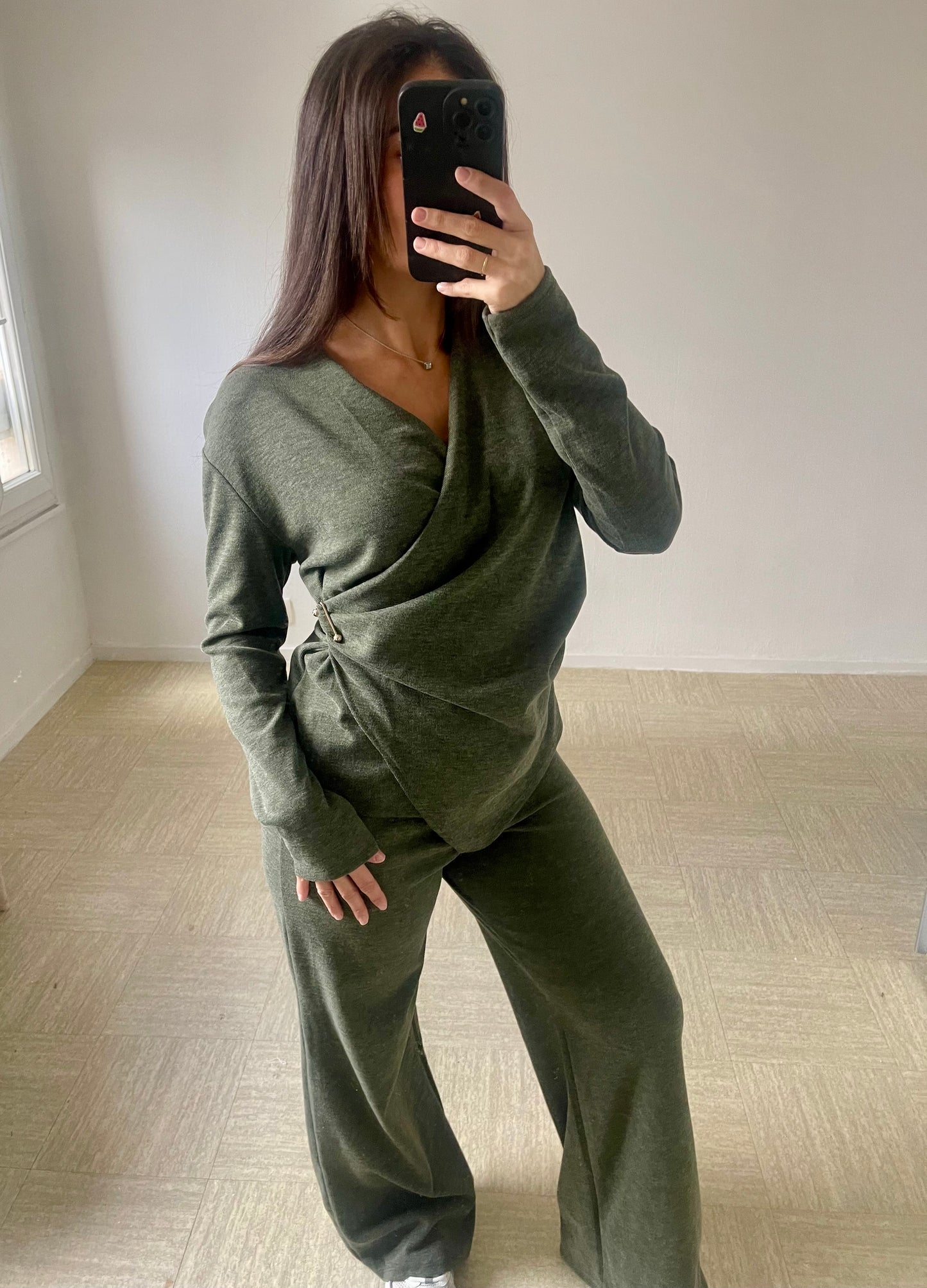 Ensemble cache cœur [kaki]