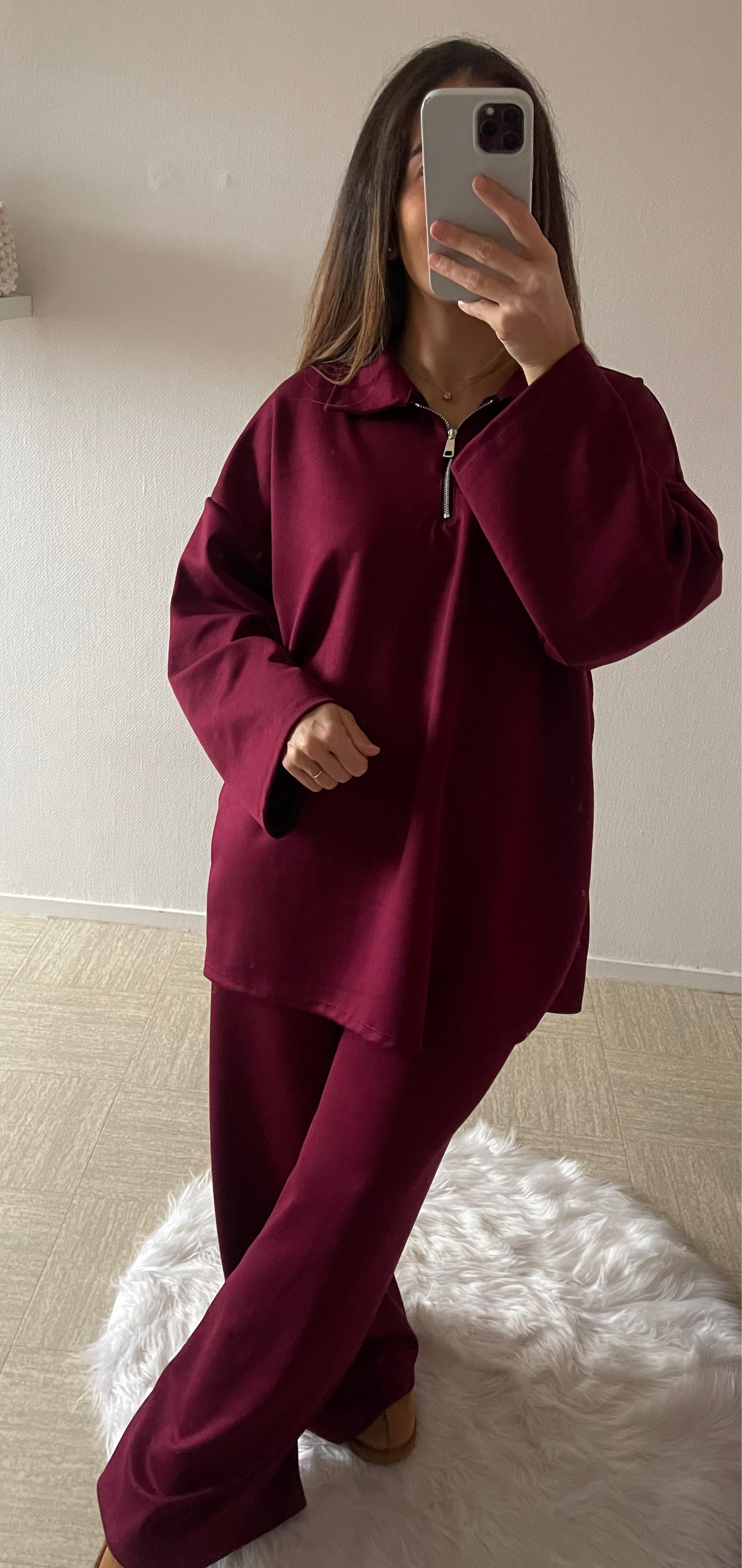 Ensemble bordeaux à zip