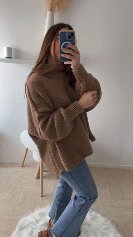 Pull oversize marron clair