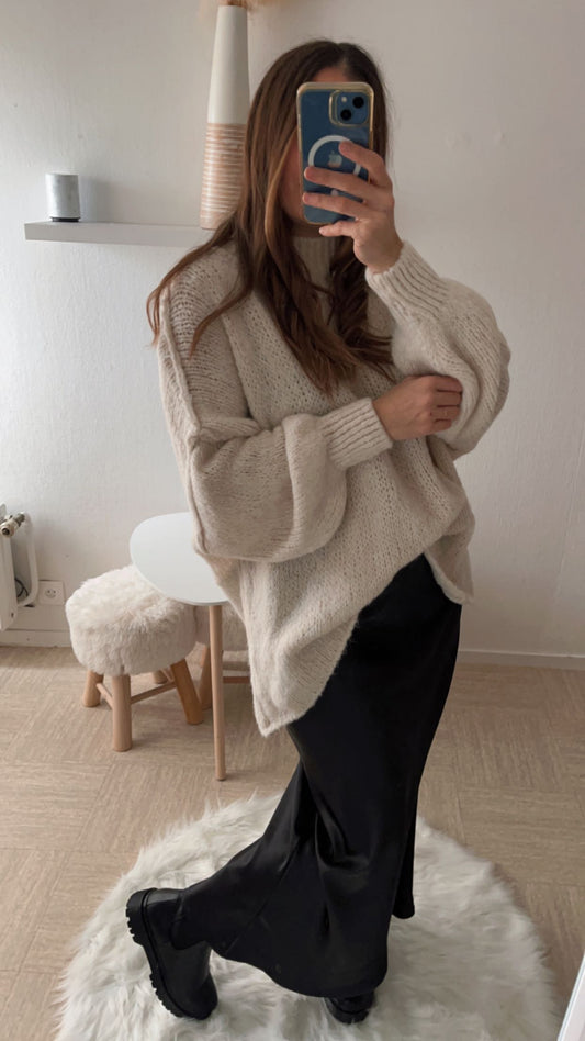 Pull maille oversize crème beige